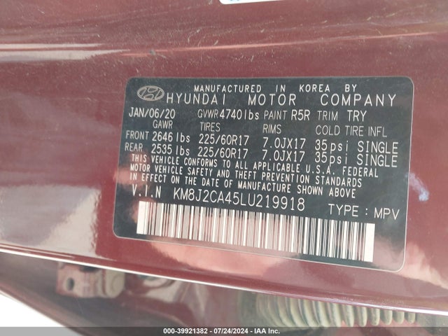Hyundai TUCSON SE 2020 KM8J2CA45LU219918 Image 9