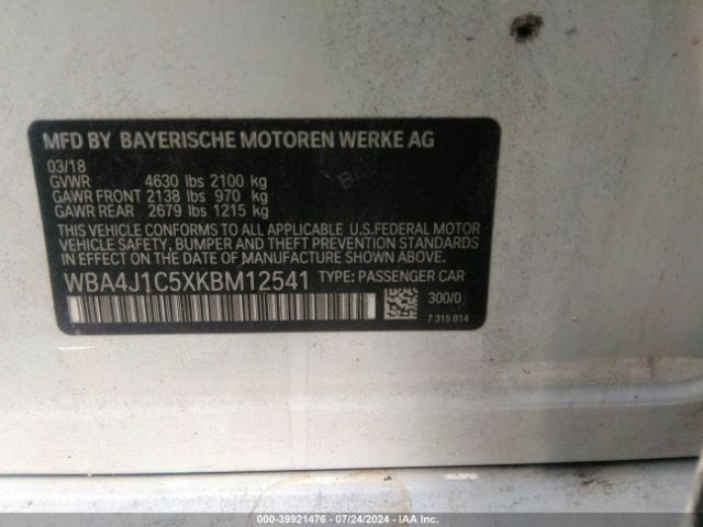 WBA4J1C5XKBM12541 BMW 430i Gran Coupe