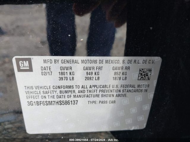 3G1BF6SM7HS586137 Chevrolet Cruze Premier Auto