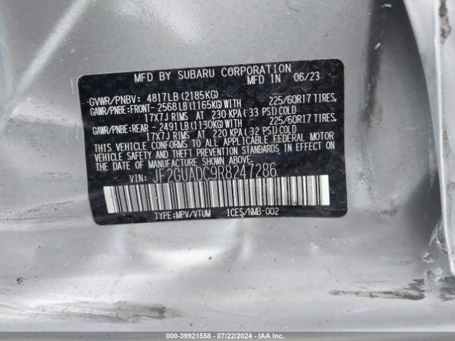 JF2GUADC9R8247286 Subaru Crosstrek Premium