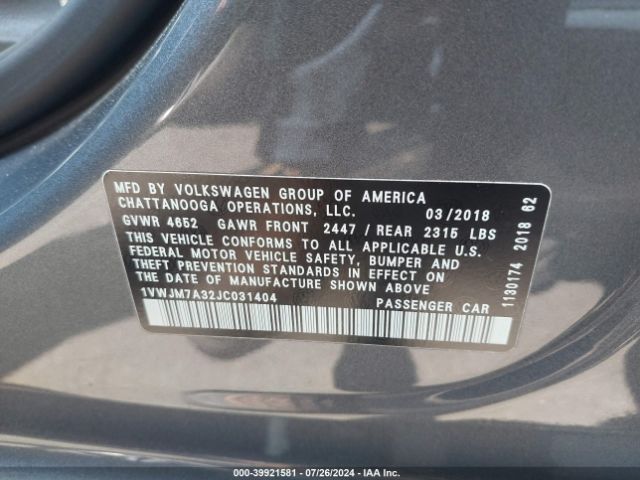 1VWJM7A32JC031404 Volkswagen Passat 3.6l V6 Gt