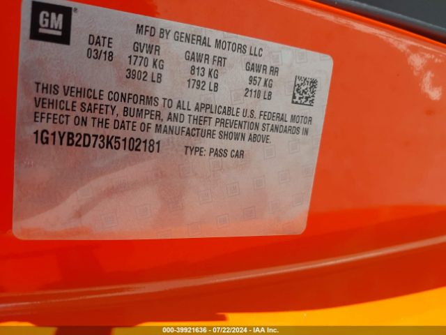 1G1YB2D73K5102181 Chevrolet CORVETTE STINGRAY
