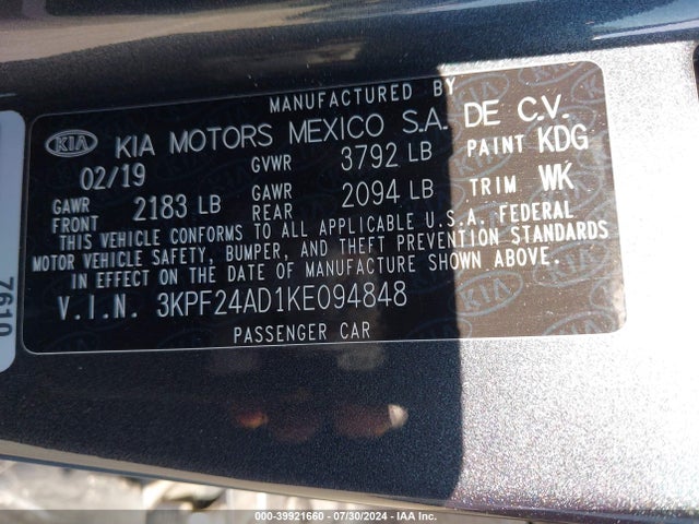 KIA Forte Lxs 2019 3KPF24AD1KE094848 Image 9