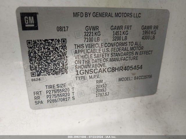 Chevrolet Tahoe Ls 2017 1GNSCAKC8HR405454 Image 9