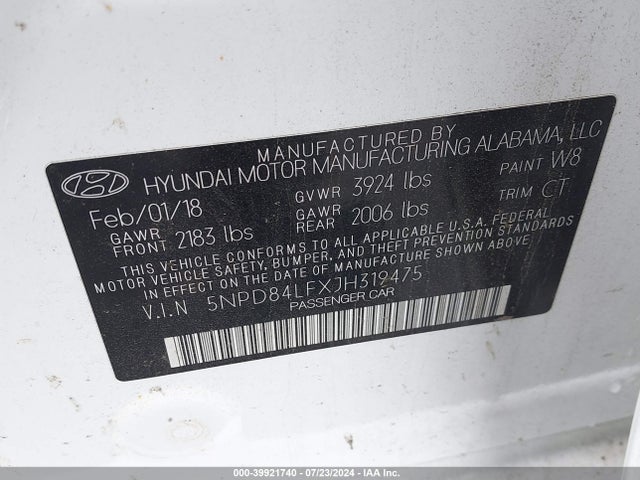 Hyundai Elantra Value Edition 2018 5NPD84LFXJH319475 Image 9