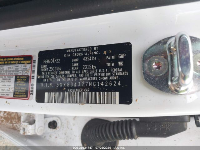5XXG34J27NG142624 KIA K5 EX