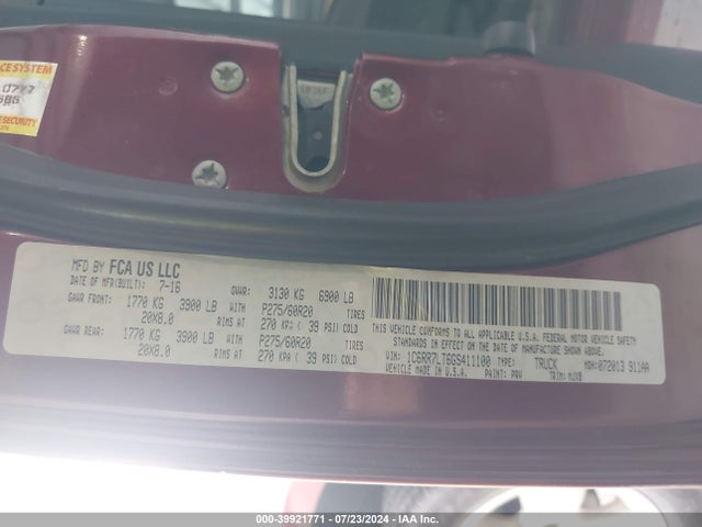 1C6RR7LT6GS411100 RAM 1500 Lone Star