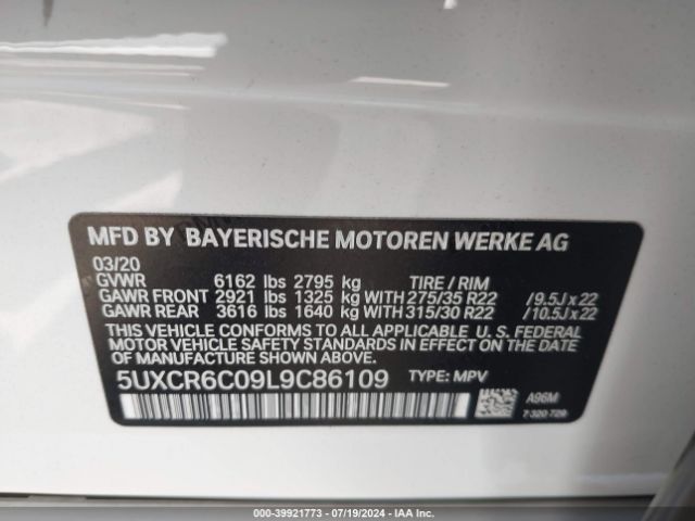 5UXCR6C09L9C86109 BMW X5 Xdrive40i