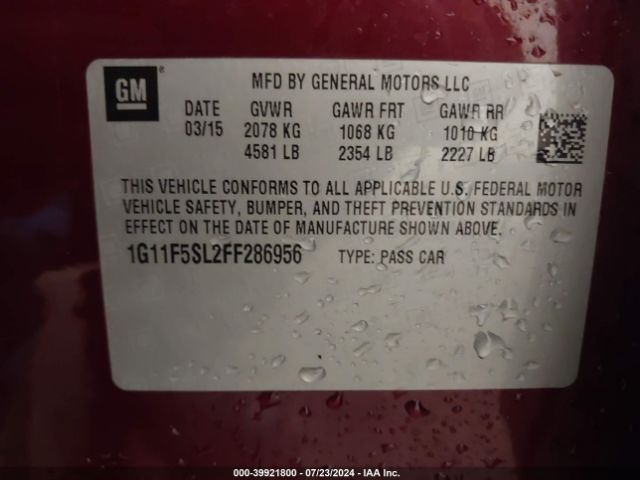 1G11F5SL2FF286956 Chevrolet Malibu 1lz