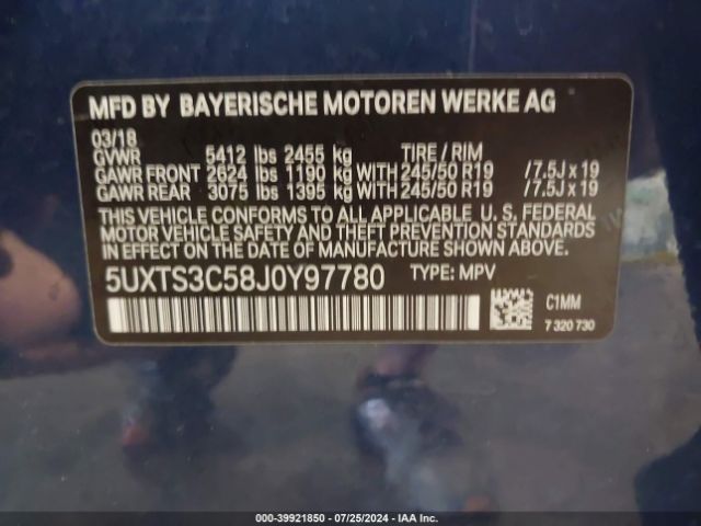 5UXTS3C58J0Y97780 BMW X3 M40i