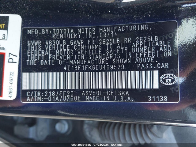 Toyota CAMRY SE 2014 4T1BF1FK6EU469529 Image 9