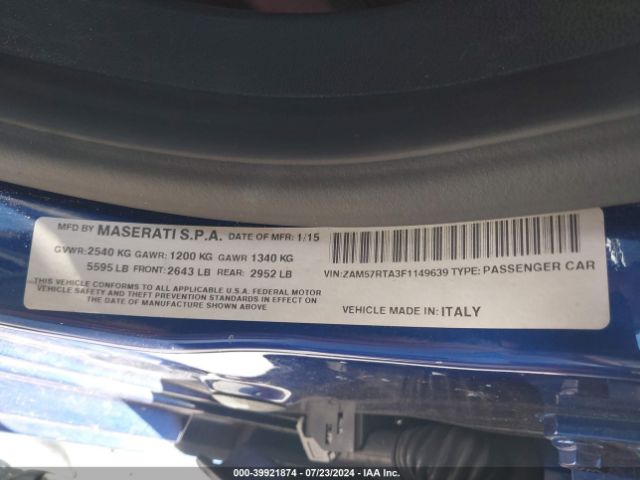 ZAM57RTA3F1149639 Maserati Ghibli S Q4