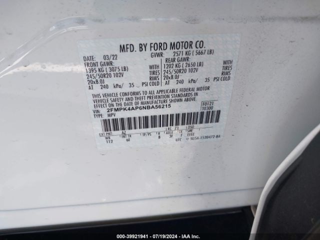 2FMPK4AP6NBA56215 Ford EDGE ST