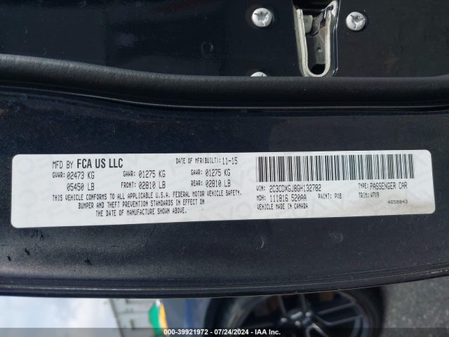 Продаж на аукціоні авто 2016 Dodge Charger R/t Scat Pack, vin: 2C3CDXGJ8GH132782, номер лоту: 39921972