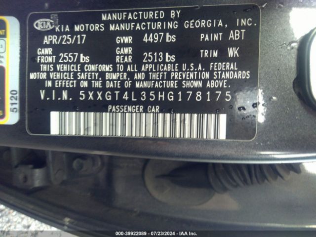 5XXGT4L35HG178175 KIA Optima Lx