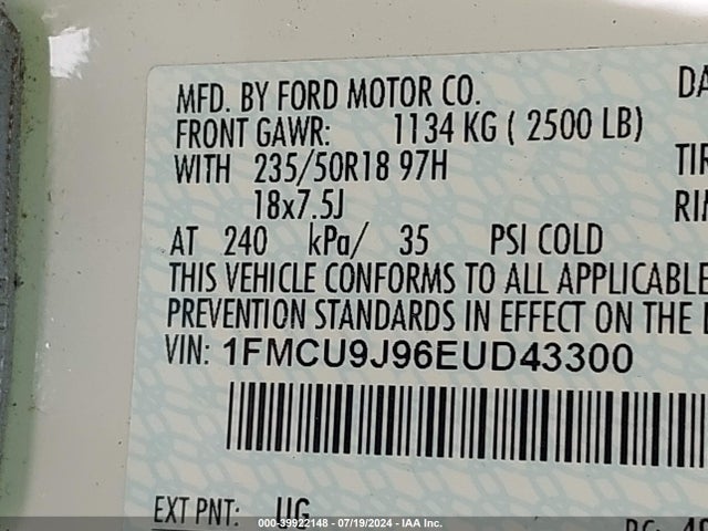 Ford Escape Titanium 2014 1FMCU9J96EUD43300 Image 9