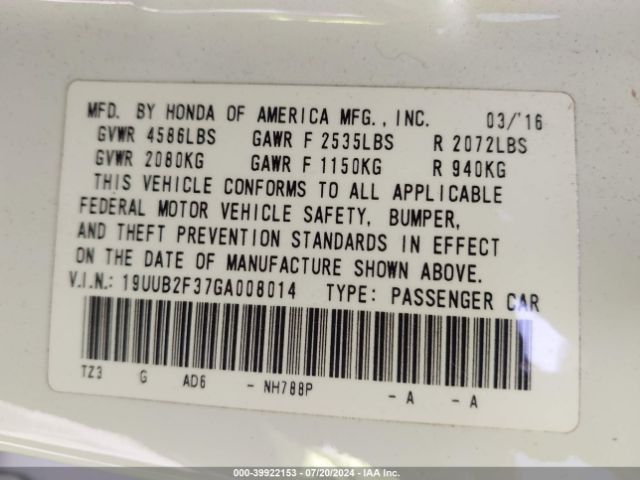 19UUB2F37GA008014 Acura Tlx V6