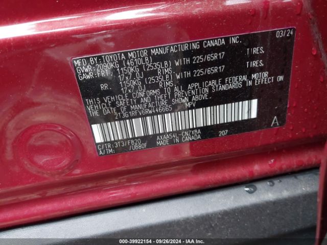 2T3G1RFV6RW446665 Toyota RAV4 LE