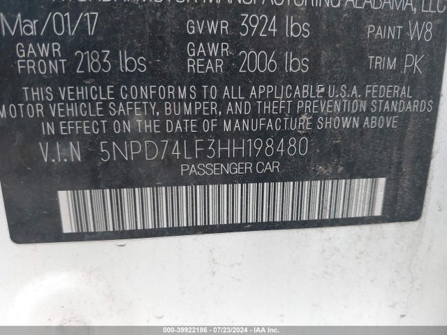 Hyundai ELANTRA SE 2017 5NPD74LF3HH198480 Image 9