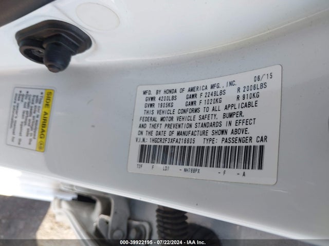 1HGCR2F3XFA216605 Honda Accord