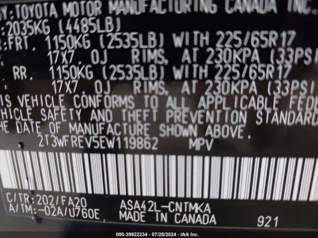 Toyota Rav4 Xle 2014 2T3WFREV5EW119862 Image 9