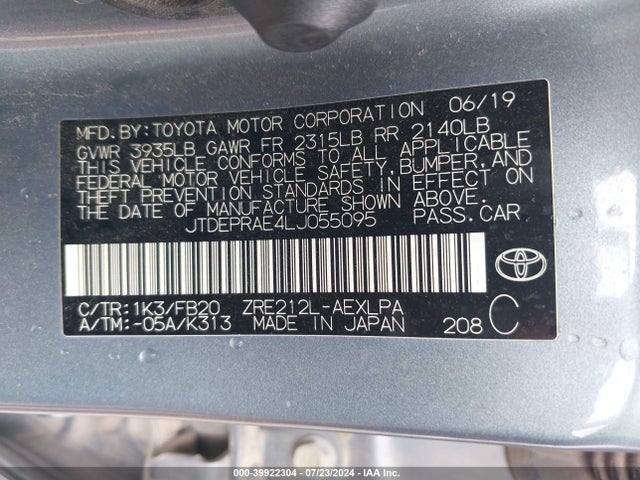 Toyota COROLLA LE 2020 JTDEPRAE4LJ055095 Image 9