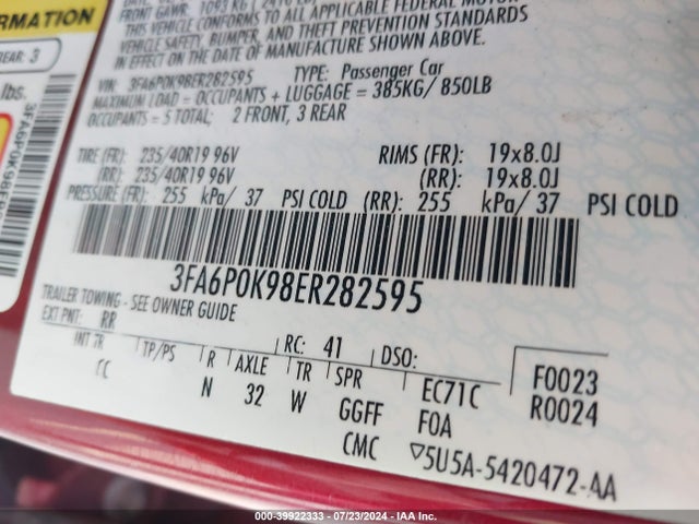 Ford Fusion Titanium 2014 3FA6P0K98ER282595 Image 9
