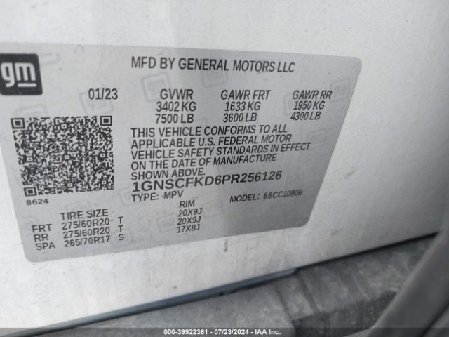 1GNSCFKD6PR256126 Chevrolet Suburban 2wd Premier