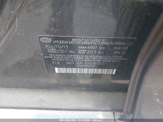 5NPE34AF3GH286057 Hyundai Sonata Sport