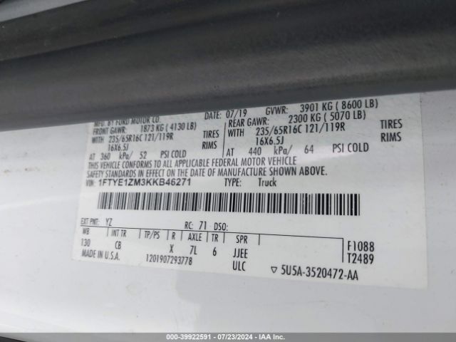 1FTYE1ZM3KKB46271 Ford Transit-150