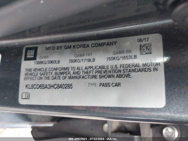 Chevrolet Spark 1lt Cvt 2017 KL8CD6SA3HC840285 Image 9