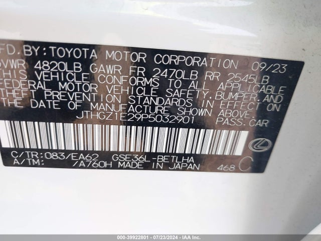 JTHGZ1E29P5032901 Lexus Is 350 F Sport