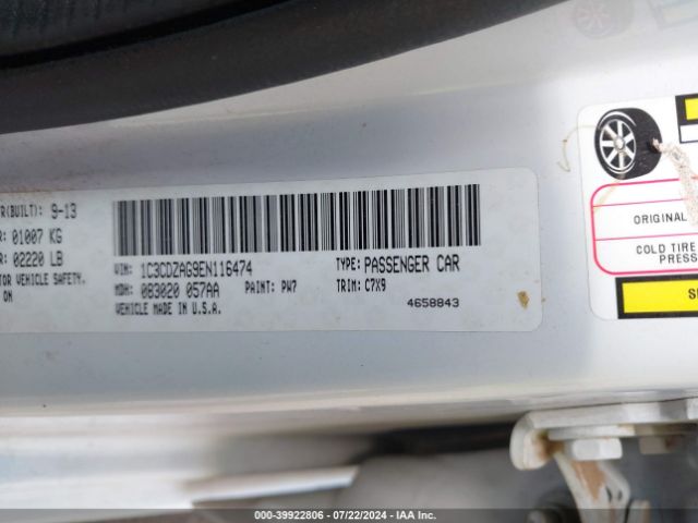 1C3CDZAG9EN116474 Dodge AVENGER SE