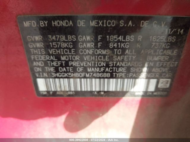 3HGGK5H80FM748688 Honda Fit Ex/ex-l