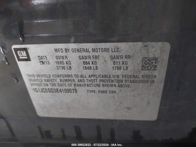 Chevrolet Sonic Lt Auto 2014 1G1JC5SG3E4109578 Image 9