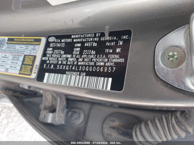 5XXGT4L30GG006957 KIA Optima Lx