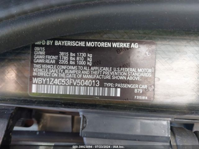 WBY1Z4C53FV504013 BMW I3 Base W/range Extender