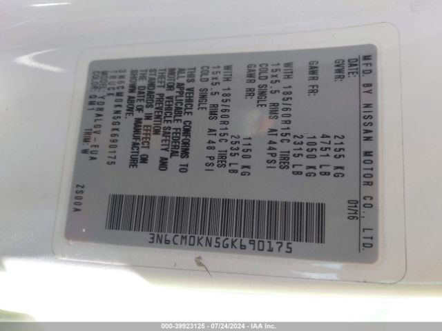 3N6CM0KN5GK690175 Nissan NV200 SV