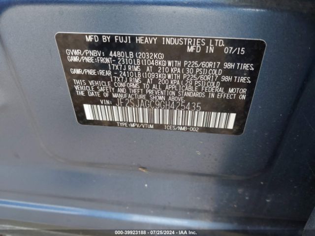 JF2SJAGC9GH425435 Subaru Forester 2.5i Premium
