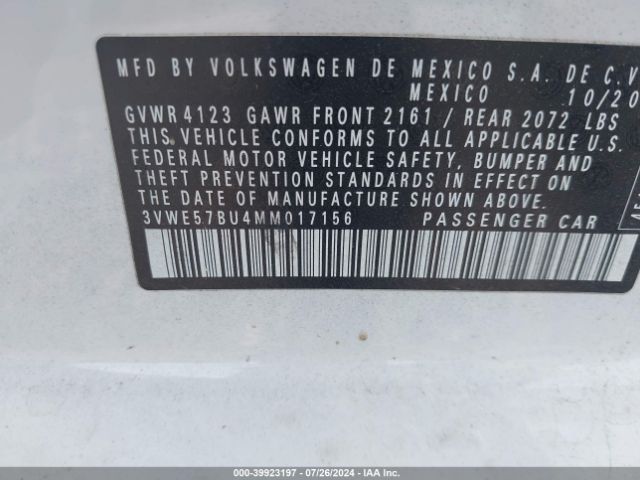 3VWE57BU4MM017156 Volkswagen Jetta 1.4t Sel
