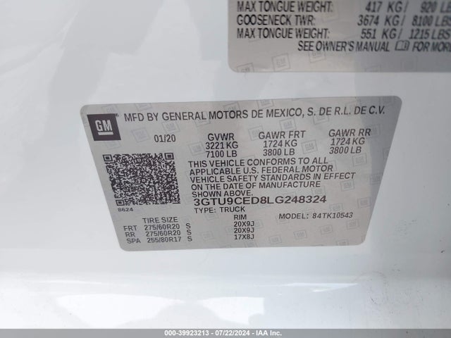 GMC Sierra 1500 4wd  Short Box Elevation 2020 3GTU9CED8LG248324 Image 9