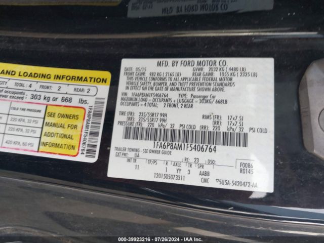 1FA6P8AM1F5406764 Ford Mustang V6