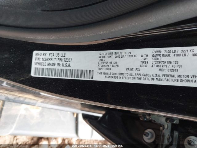 1C6SRFLT1RN172357 RAM 1500 Rebel  4x4 5'7 Box