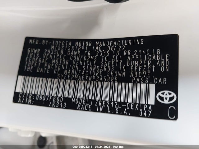 Toyota COROLLA LE 2022 5YFEPMAEXNP345889 Image 9