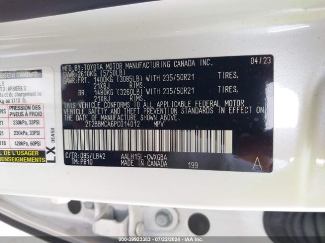 2T2BBMCA6PC014012 Lexus Rx 350h Premium Plus