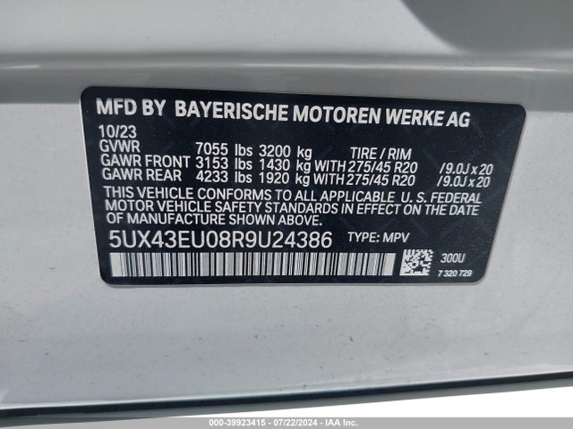 5UX43EU08R9U24386 BMW X5 Phev Xdrive50e
