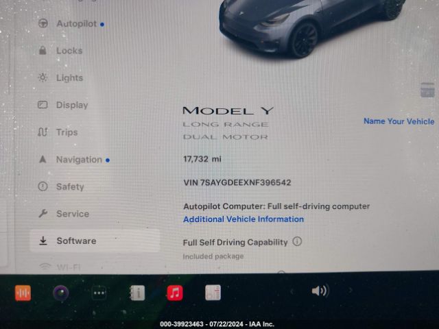 7SAYGDEEXNF396542 Tesla Model Y Long Range Dual Motor All-wheel Drive