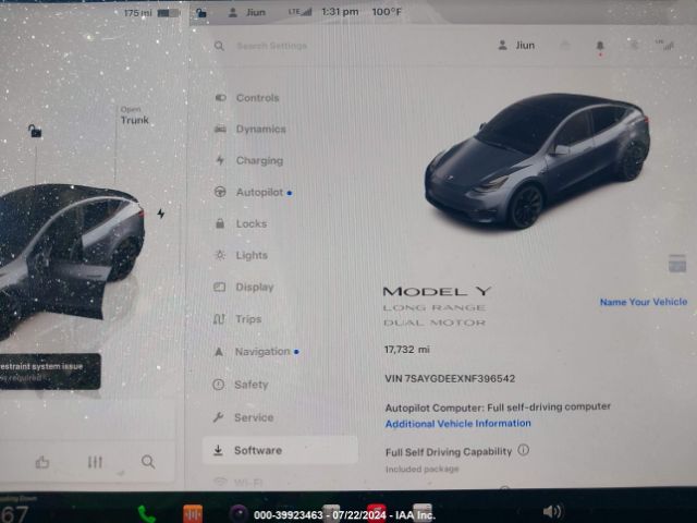7SAYGDEEXNF396542 Tesla Model Y Long Range Dual Motor All-wheel Drive