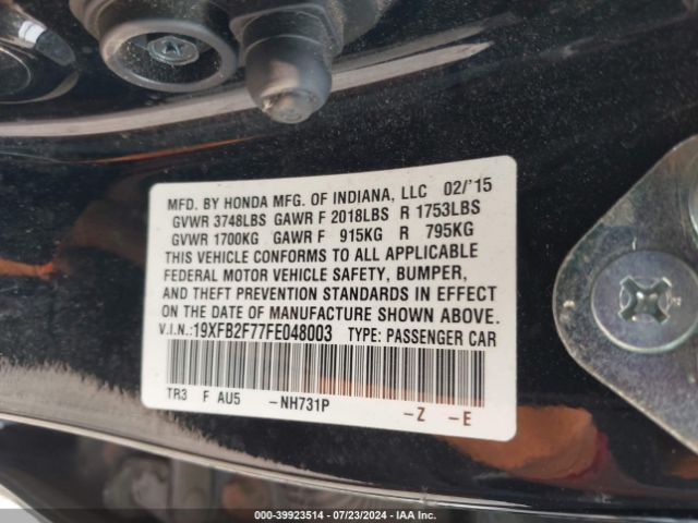 19XFB2F77FE048003 Honda CIVIC SE