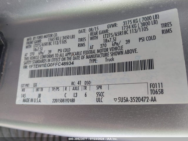 Ford F-150 Xlt 2015 1FTEW1EG0FFC48934 Image 9